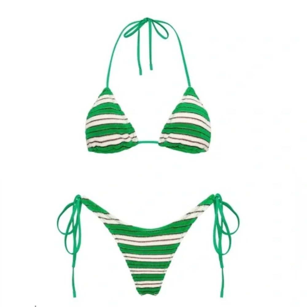 TRIANGL - Vinca Bikini in Green and White Stripe